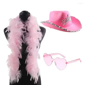 収納バッグハート型のサングラス付きピンクカウボーイハット女性パーティーのパーティー大人のカウガールコスチュームのドレスアップ