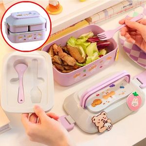 Dinnerware Bento Lunch Box For Kids School Cute Cartoon Sandwich Snack Microwave With Compartments Storage Containers