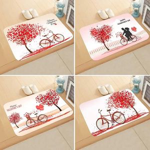 Mattor 40x60 cm Valentine's Day Door Mat Badrum golvet rött hjärta rose anti slip absorberande matta glad valentiens parti dekorer