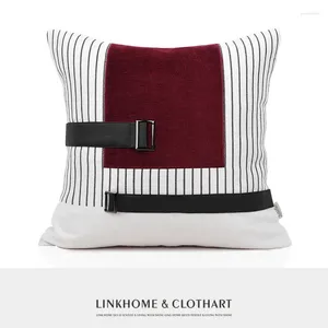 Kudde heminredning täcker dekorativa randiga kuddar för soffa vardagsrum rött sammet lapptäcke utomhus midja s 30x50 cm