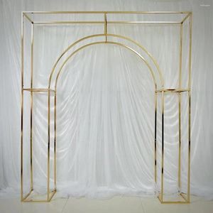 Party Decoration 200CM Shiny Gold Column Arch Artificial Flower Display Stand Wedding Stage Welcome Aisle Door Backdrops Birthday Balloons