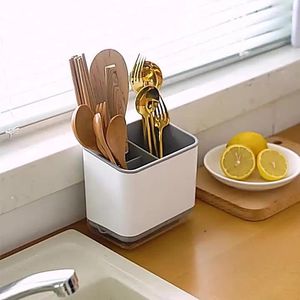 Kitchen Storage Multifunctional Chopsticks Spoon Basket Box Plastic Draining Rack Double Cutlery Knife And Fork