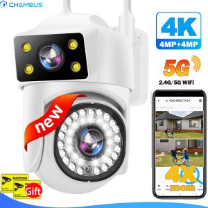 Kamery 4K 8MP 5G kamera Wi -Fi podwójny soczewkę podwójna ekran kamera IP Outdoor 4MP HD PTZ Security Ochrona CCTV wideo kamera uliczna