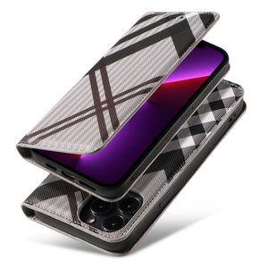 Designermodell für iPhone15 14 13 Mobiltelefon Lederhülle Mobilfunkhülle Apple 14 jetzt Plaid Clamshell Hülle