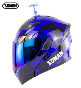 Soman motorcycle helmet with accessory bamboo raft double visors motocross capacetesstree motor bike casco dot approval5959833