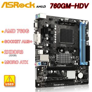 マウスアスロック760GMHDVマザーボードソケットAM3+ AMD 760G 2XDDR3 32GB 4XSATA2 USB 2.0 Micro ATX for AMD Phenom II X6/X4/X3/X2 CPU