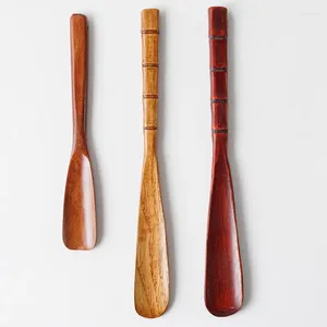 Tea Scoops 100Pcs/Lot Wood Cooking Utensil Leaf Matcha Sticks Teaware Spice Gadget Spoon Black Bamboo Kitchen Tool LX5524