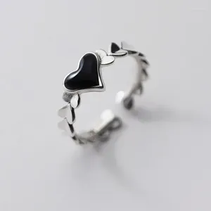 Wedding Rings Boho Vintage Black Heart For Women Bridal Engagement Party Jewelry Gifts Wholesale