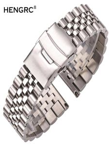 Stainless Steel Watch Bracelet Strap 20mm 22mm 24mm Women Men Silver Solid Metal Watch Band Strap Accessories T1906207084642