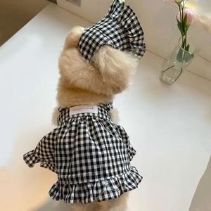Luxury Dog Clothes Summer Puppy Dress Pet Plaid Suspender kjol Hat Vest Set Chihuahua Bichon Yorkie Kitten Costumes 240328
