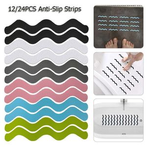 Tiras de segurança de tapetes de banho Auto-adesivo 12/24pcs Anti-Slip Show Shower Stickers S Fita impermeável ao banheiro sem banheira