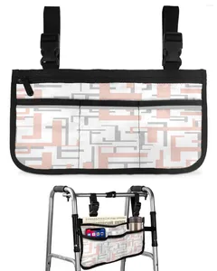 Storage Bags Modern Art Geometry Pink Grey Wheelchair Bag With Pockets Armrest Side Electric Scooter Walking Frame Pouch