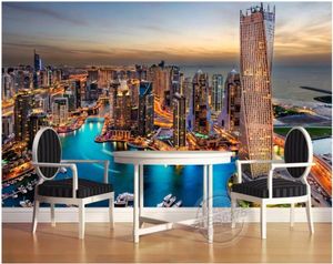 Sfondi WDBH WDBH MURAL CURALE 3D Wallpaper Dubai City Night Sunset HD Murales Sfondo TV per soggiorno