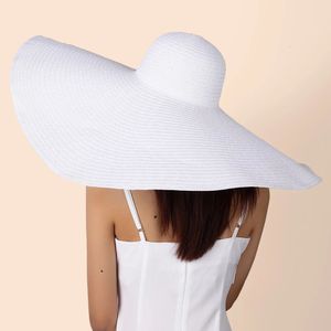 Letnie duże szerokie grzbietowe składane czapki słoneczne dla kobiet oversize z cieniem Hat Travel Słomka Lady UV Protection Beach 240403