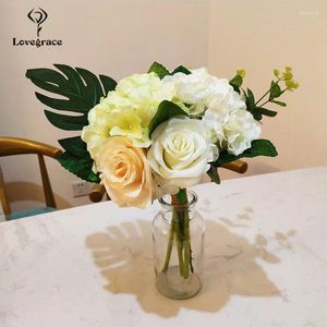 Flores de casamento LoveGrace Bride Bouquet Flower Bridesmaid Rose Hydrangea