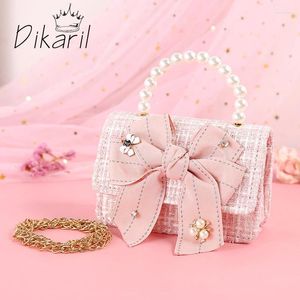 Shoulder Bags Dikaril Crossbody Bag Handbag Fashion Bow Pearl Party Princess Girls Purses Mini Small Children Messenger