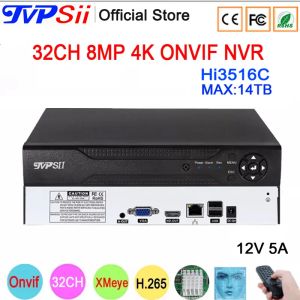 Registratore 12V 5A HI3536C XMEYE Sorveglianza Video Rilevamento facciale H.265+ 8MP 4K 32CH 32 CANALE MAX 14TB ONVIF CCTV Sistema DVR NVR