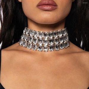 Chains 2024 Bridal Square Multilayer Choker Necklace Clavicle Accessories Statement Bling Rhinestone Collar Party For Women