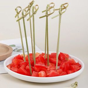 Einweg -Besteck 100 PCs Bambus Cocktail Picks Fruitgetränks garnieren Spießstöcke für Vorspeisen Fruits Party