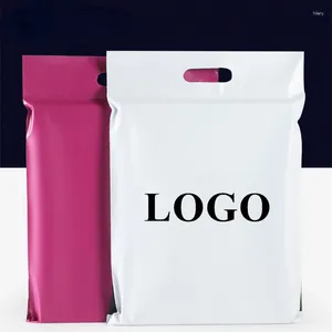 Gift Wrap 50pcs Portable Purple White Express Courier Pouches Self-Sealing Adhesive Thick Plastic Poly Envelope T-shirt Mailer Bags