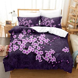 Zestawy pościeli Purple Flower Home Blothes Super King Cover Pillcase Połącz Zestaw Tekstylia