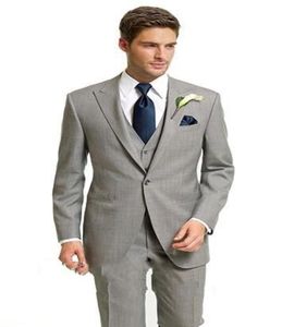 5 sztuk garnituru Slim Fit jasnoszary tuksedos pana młodego szczytowe z boku wentylacyjnego Groomsmen Mężczyźni ślubne garnitur niestandardowy MadejacketPantstieves9785619