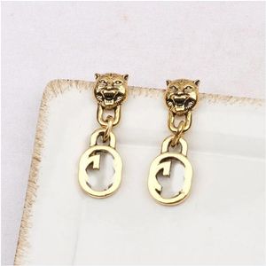 20Style Retro S Designer Mode G-Letter Gold Plated Sier Letter berühmte Frauen Kristall Strasshilfe-Perlenohrring