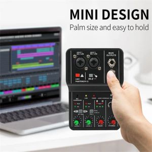 Аксессуары Q12 Аудио интерфейс USB Sound Card Drive -Free Portable Mini 2way Electric Guitar Recording Professional Mixer для студийного пения