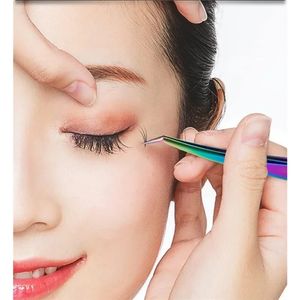 2024 4pcs Lash Pinzern Set falscher Wimpernverlängerung Clip Zierzüge Augenbrauen Pinzetten für Haarnägelkunst Löten Lötton Make -up -Werkzeuge Falsch