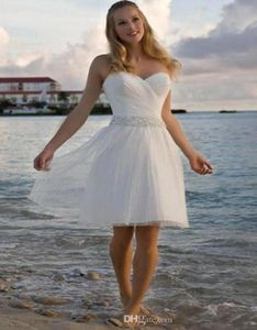 2019 Ny högkvalitativ älskling Rhinestone Tulle Short Casual Beach Wedding Dresses Bridal Gown 0363217871