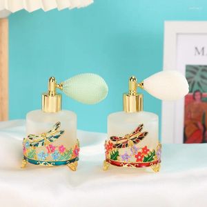 Storage Bottles 60pcs 1.7oz Frosted Vintage Metal Zinc Alloy Green/Red Dragonfly Refillable Perfume Bottle Empty Travel Atomizer Gift