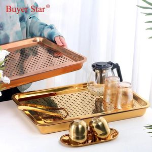 Tea Trays Chinese Stainless Steel Tray Drainage Water Storage Set Household Board For Ceremony Teaware Tool