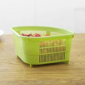 Kitchen Storage Triangle Sink Fruit Washing Waste Draining Basket Plastic Rack