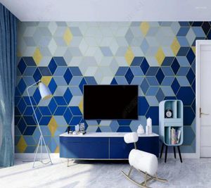 Wallpapers Papel De Parede Simple Geometric Lapis Lazuli Blue 3d Wallpaper Mural Living Room Tv Wall Bedroom Papers Home Decor