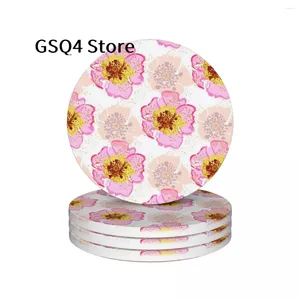 Table Mats Colorful Floral Coasters Of Drinks Set 4 Cup Holders Water Absorbing Ceramic For Home Kitchen Gift Decor