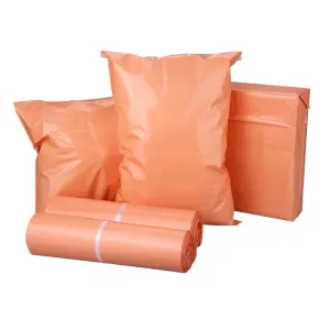 Buste 50pcs/lotto borse di spedizione in plastica arancione in polvere sacchetti di trasporto sacchetti di stoccaggio sacchetti di imballaggio in plastica corriere