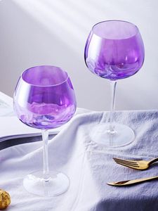 Wine Glasses European Style Lead-free Purple Goblet Bubble Round Crystal Glass Red Champagne