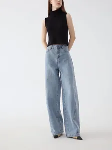Женские джинсы Y2K Spring и Summer Do Старая вымытая линия сплит-линия широколога