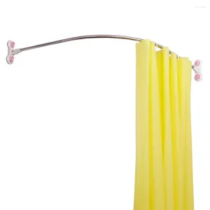 Shower Curtains Curved Corner Curtain Rod Suction Cups Bathroom Arched Bath Rail Pole Track Stainless Steel 95x95cm