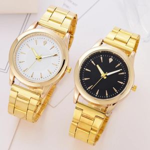 Patrósxos de pulso Luxo Casal Quartz Assista Golden Strap Black and White Moda Man Women Watches Clock Unissex Business Casual Casual