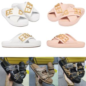 2024 Men Women Designer Slippers Luxury Slides Brand Sandals Lady Black White Pink Colorful Canvas Letter Anatomic Leather Summer Flat Flip Flops Scuffs Slider