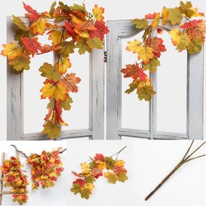 Decorative Flowers Artificial Vine Hanging Rattan Thanksgiving Autumn Decoration Leaves Garland Fake Foliage String Home Decor