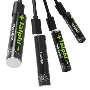 Laiphi USB-C 1.5V充電式リチウムAAバッテリー3000MWHおよびAAAバッテリー1110MWH 4インチ-1充電ケーブル