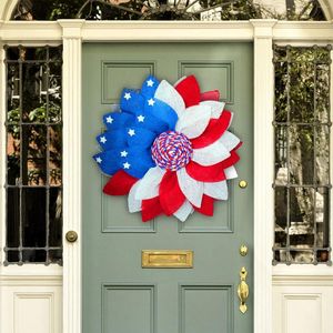 Decorative Flowers Wreath Shaped Platter Independence Day Decorations Easter Window Door Props Mantel Scarf