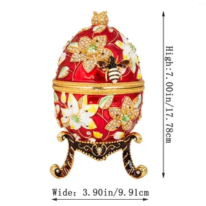 Estatuetas decorativas qifu de alta qualidade beleza grande ovo de faberge com abelhas e flores para o presente da caixa de jóias