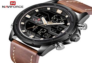 Top Brand Herr Sport Watches Naviforce Men Quartz Analog LED Clock Man Leather Military Waterproof Write Watch Relogio Masculino3591665