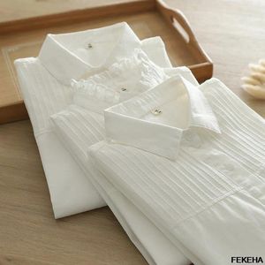 Bluzki damskie kobiety białe koszule Patchwork Slim Office Tops Tops Korean Style Spring Autumn Famil Ubrania