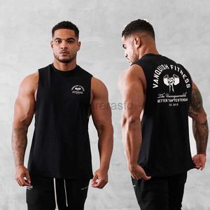 Men's T-Shirts Mens Vest Summer New Sports Fitness Pure Cotton Round Neck Sleeveless T-Shirt Gym Running Training Bodybuilding Tank Top 2445