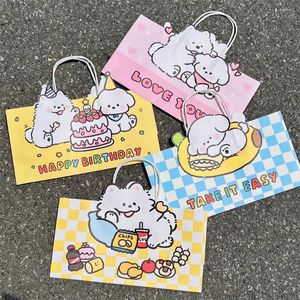 Gift Wrap 2 Pcs Cute Cartoon Dog Handheld Paper Bag Girl Shopping Packaging Storage