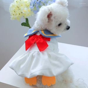 Dog Apparel Pet Clothing Autumn Winter Dress Cats And Dogs Warm Lamb Fleece White Cute Duck Lapel Cotton Skirt